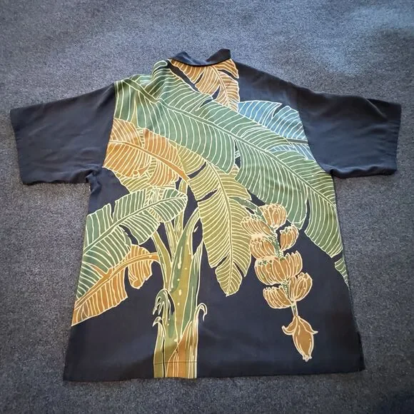 Tommy Bahama Colorful 100% Silk Tropical Banana Print Button Down Men’s Medium - Picture 4 of 6